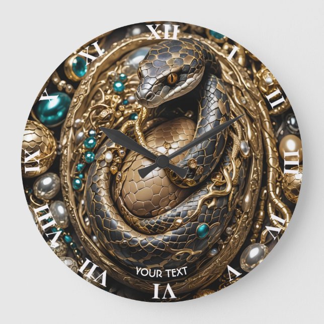Reloj Redondo Grande Fantasy Cute Eggs Joyería de serpientes (Anverso)