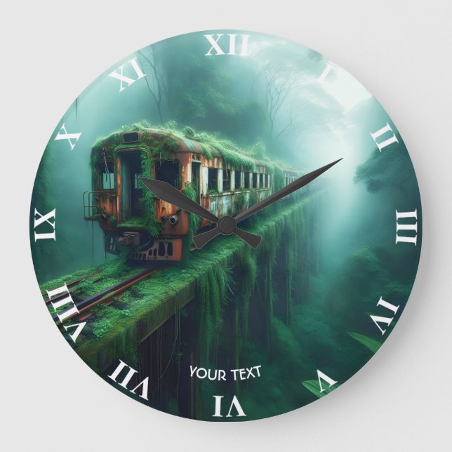 Reloj Redondo Grande Fantasy Cute el Viejo Tren Pasado (Anverso)