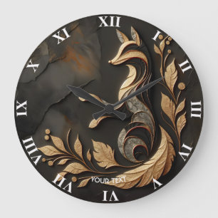 Reloj Redondo Grande Fantasy Cute Elegant Fox Drawing