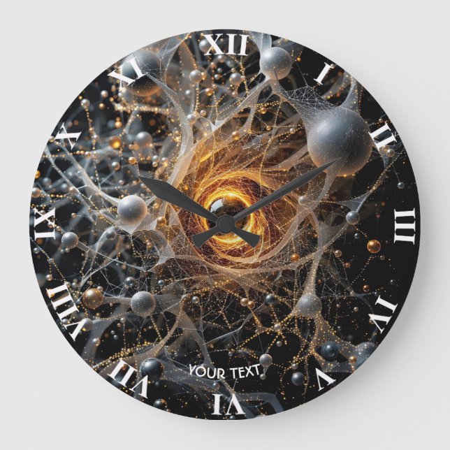 Reloj Redondo Grande Fantasy Cute Escena del espacio abstracto (Anverso)