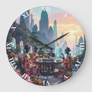 Reloj Redondo Grande Fantasy Cute Exotic Planet Tea