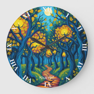 Reloj Redondo Grande Fantasy Cute Forest Naranja Road