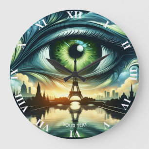 Reloj Redondo Grande Fantasy Cute Green Eyes Paris
