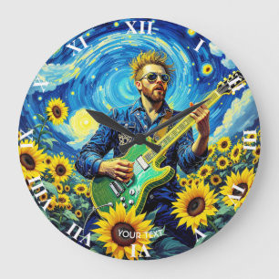 Reloj Redondo Grande Fantasy Cute Guitar Van Gogh
