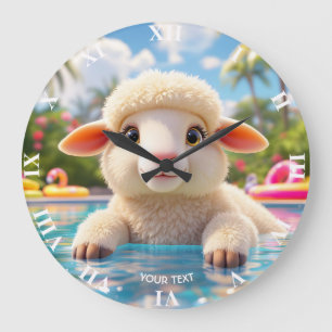 Reloj Redondo Grande Fantasy Cute Happy Sheep Pool