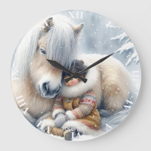 Reloj Redondo Grande Fantasy Cute Horse Chica Winter