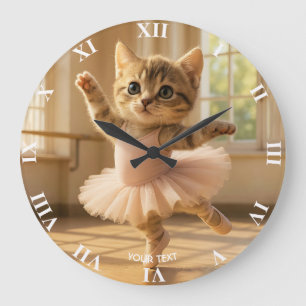 Reloj Redondo Grande Fantasy Cute Kitten Pequeña Ballerina
