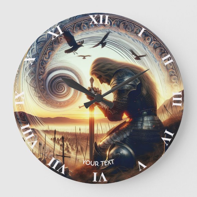 Reloj Redondo Grande Fantasy Cute Knight Sword Legend (Anverso)