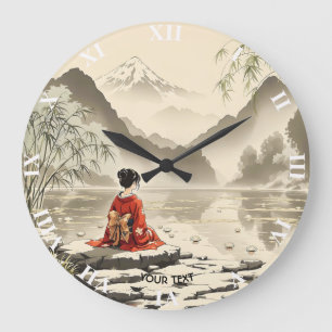 Reloj Redondo Grande Fantasy Cute Lake Flowers Chica