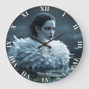 Reloj Redondo Grande Fantasy Cute Lake Swan White