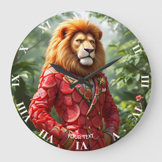 Reloj Redondo Grande Fantasy Cute Lion Watermelon Suit (Anverso)