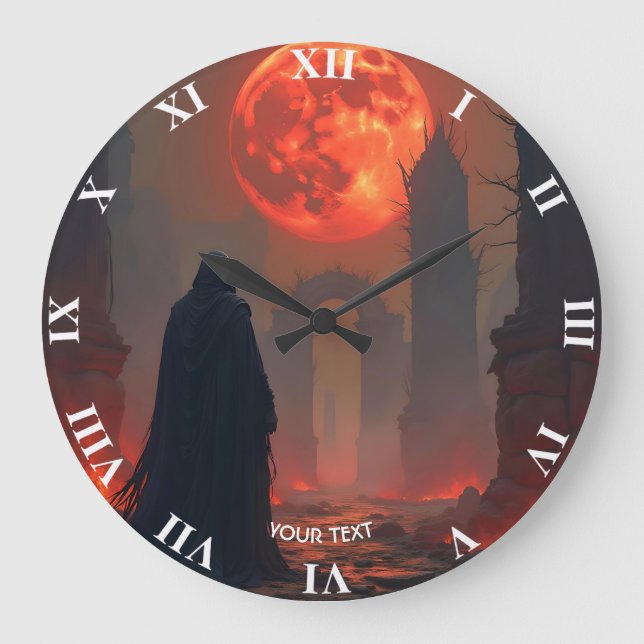 Reloj Redondo Grande Fantasy Cute Man Moon Red (Anverso)
