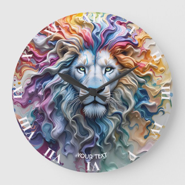 Reloj Redondo Grande Fantasy Cute Melting Wax Lion (Anverso)