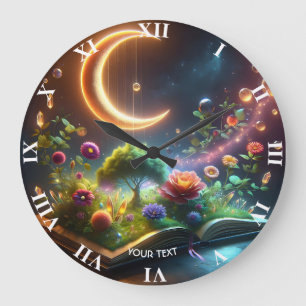 Reloj Redondo Grande Fantasy Cute Moon Garden Book