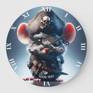 Reloj Redondo Grande Fantasy Cute Mouse Gorra pirata