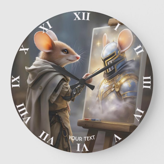 Reloj Redondo Grande Fantasy Cute Mouse Painting Mouse (Anverso)