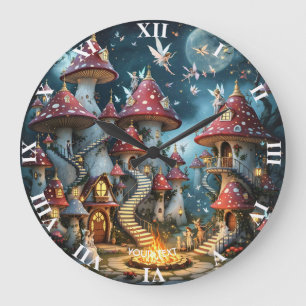 Reloj Redondo Grande Fantasy Cute Mushroom Forest Realm
