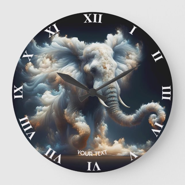 Reloj Redondo Grande Fantasy Cute Nubes elefante (Anverso)