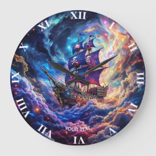 Reloj Redondo Grande Fantasy Cute Nubes Espacio para Buques