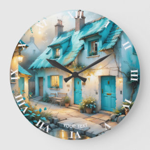 Reloj Redondo Grande Fantasy Cute Old Blue House