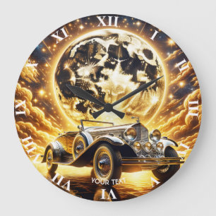 Reloj Redondo Grande Fantasy Cute Old Car Moon