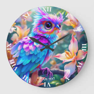 Reloj Redondo Grande Fantasy Cute Orquid Exotic Bird