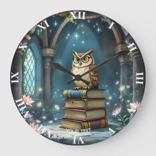 Reloj Redondo Grande Fantasy Cute Owl Glasses Libros
