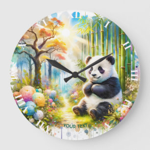 Reloj Redondo Grande Fantasy Cute Panda Bamboo Forest