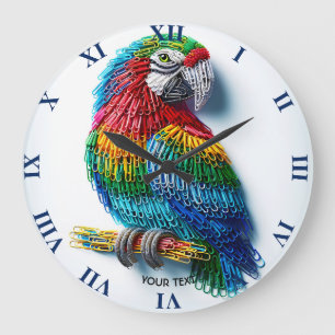 Reloj Redondo Grande Fantasy Cute Paper Clips Bird