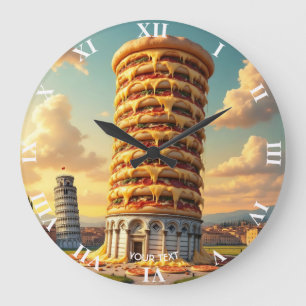 Reloj Redondo Grande Fantasy Cute Pisa Tower Pizza