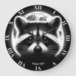 Reloj Redondo Grande Fantasy Cute Racoon Face Moon