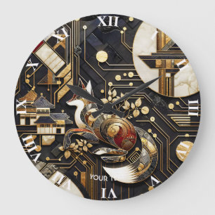 Reloj Redondo Grande Fantasy Cute Resumen Arte Fox