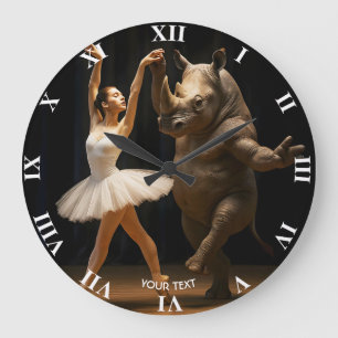 Reloj Redondo Grande Fantasy Cute Rhino Dancer Ballerina