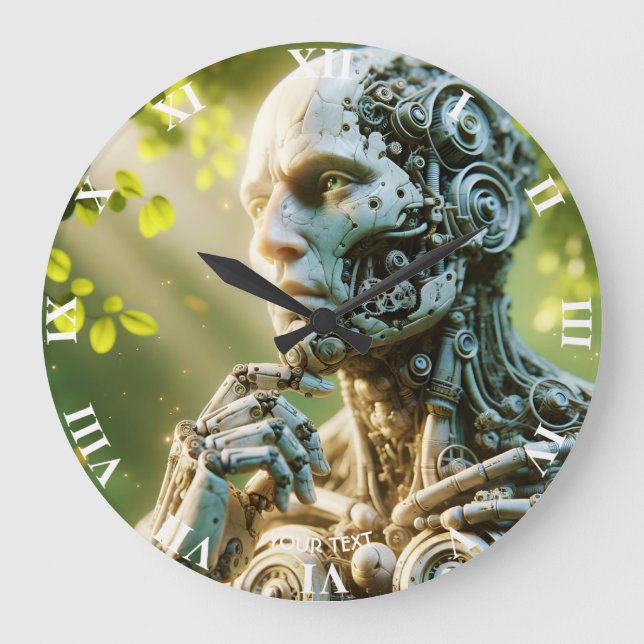 Reloj Redondo Grande Fantasy Cute Robot Face Sculpture (Anverso)