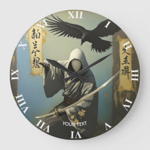 Reloj Redondo Grande Fantasy Cute Samurai Katana Mask