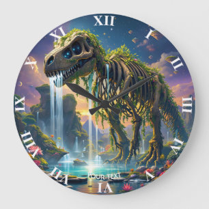 Reloj Redondo Grande Fantasy Cute Skeleton Dinosaur Garden