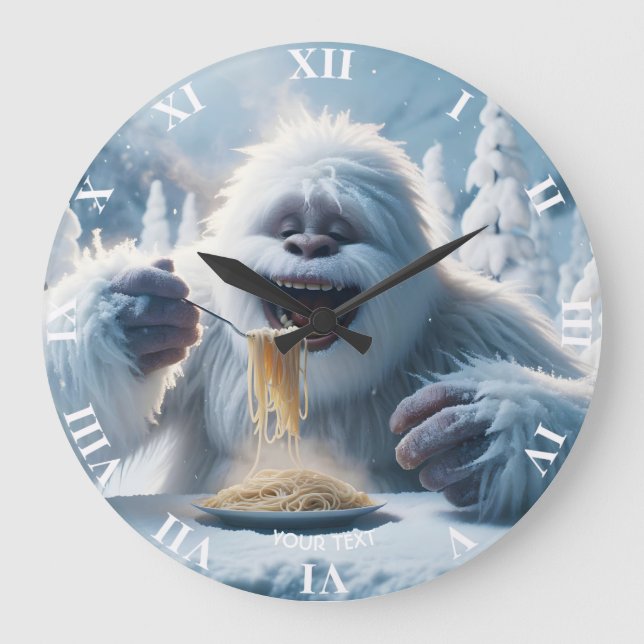 Reloj Redondo Grande Fantasy Cute Spaghetti Yeti Snow (Anverso)