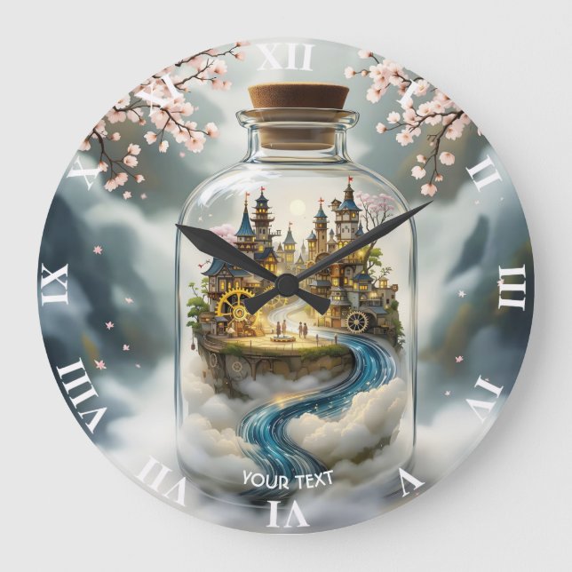 Reloj Redondo Grande Fantasy Cute Steampunk Botella (Anverso)