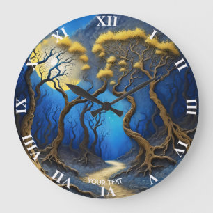 Reloj Redondo Grande Fantasy Cute Trees Luna Nocturno