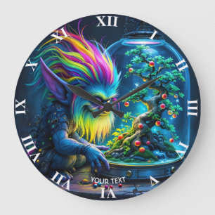 Reloj Redondo Grande Fantasy Cute Troll Bonsai Tree