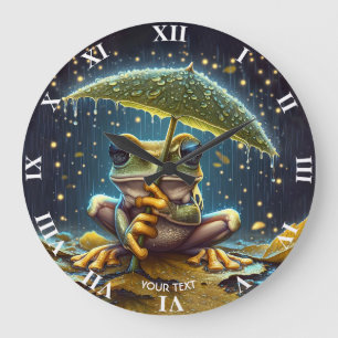 Reloj Redondo Grande Fantasy Cute Umbrella Rana