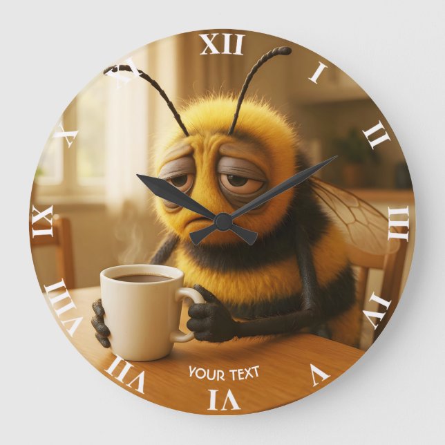 Reloj Redondo Grande Fantasy Cute Very Tired Bee (Anverso)