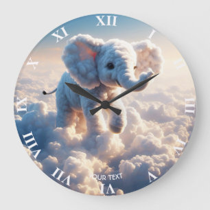 Reloj Redondo Grande Fantasy Cute Vivid Cloud Elephant Sky
