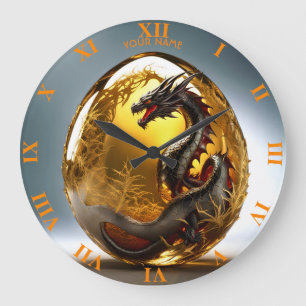 Reloj Redondo Grande Fantasy Cute Vivid Dragon Glass Egg