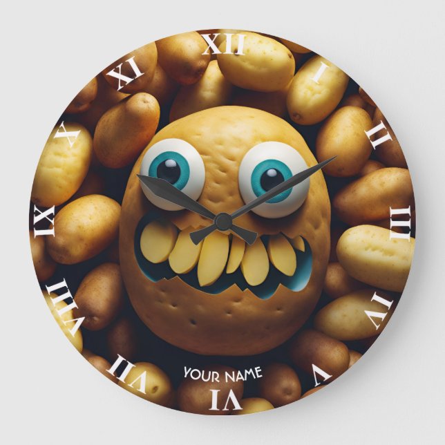 Reloj Redondo Grande Fantasy Cute Vivid Potato Funny Creatividad (Anverso)