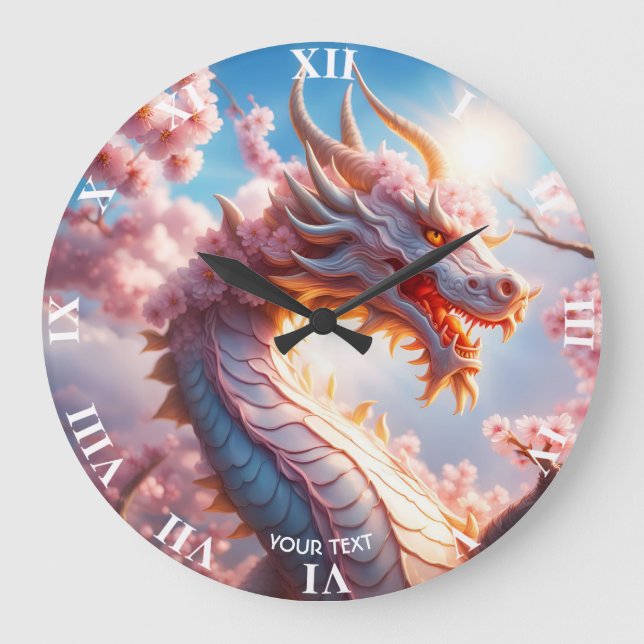 Reloj Redondo Grande Fantasy Cute Vivit Blossom Dragon Rosa (Anverso)