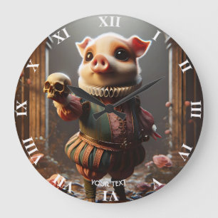 Reloj Redondo Grande Fantasy Cute Wacky Head Pig