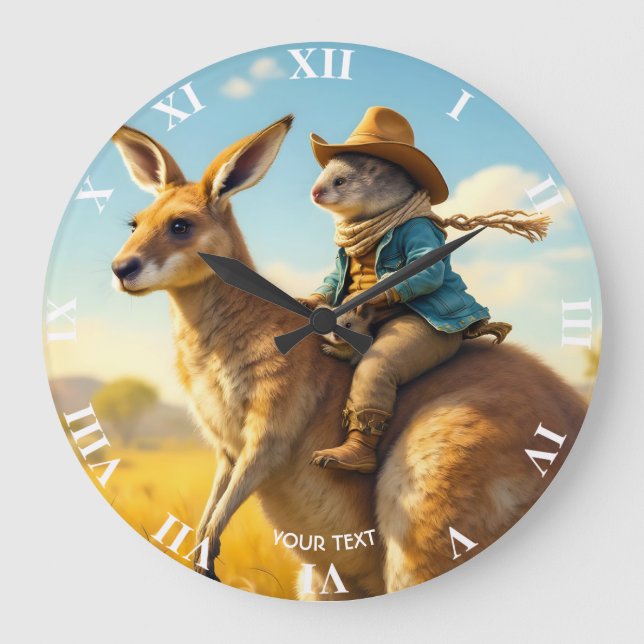 Reloj Redondo Grande Fantasy Cute Wombat Kangaroo Koala (Anverso)