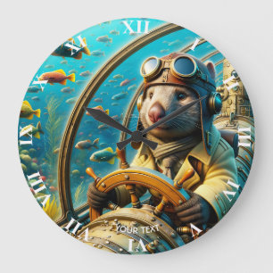 Reloj Redondo Grande Fantasy Cute Wombat Pilot Subacuático
