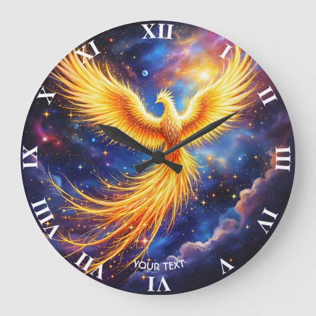 Reloj Redondo Grande Fantasy Phoenix Stars Space (Anverso)